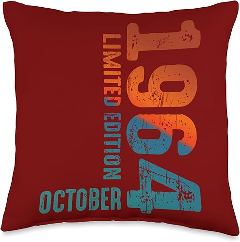 Birth Since Month October 1964 Retro Vintage Year Since Limited Edition October Year Retro 1964 Throw Pillow, 16x16, Multicolor