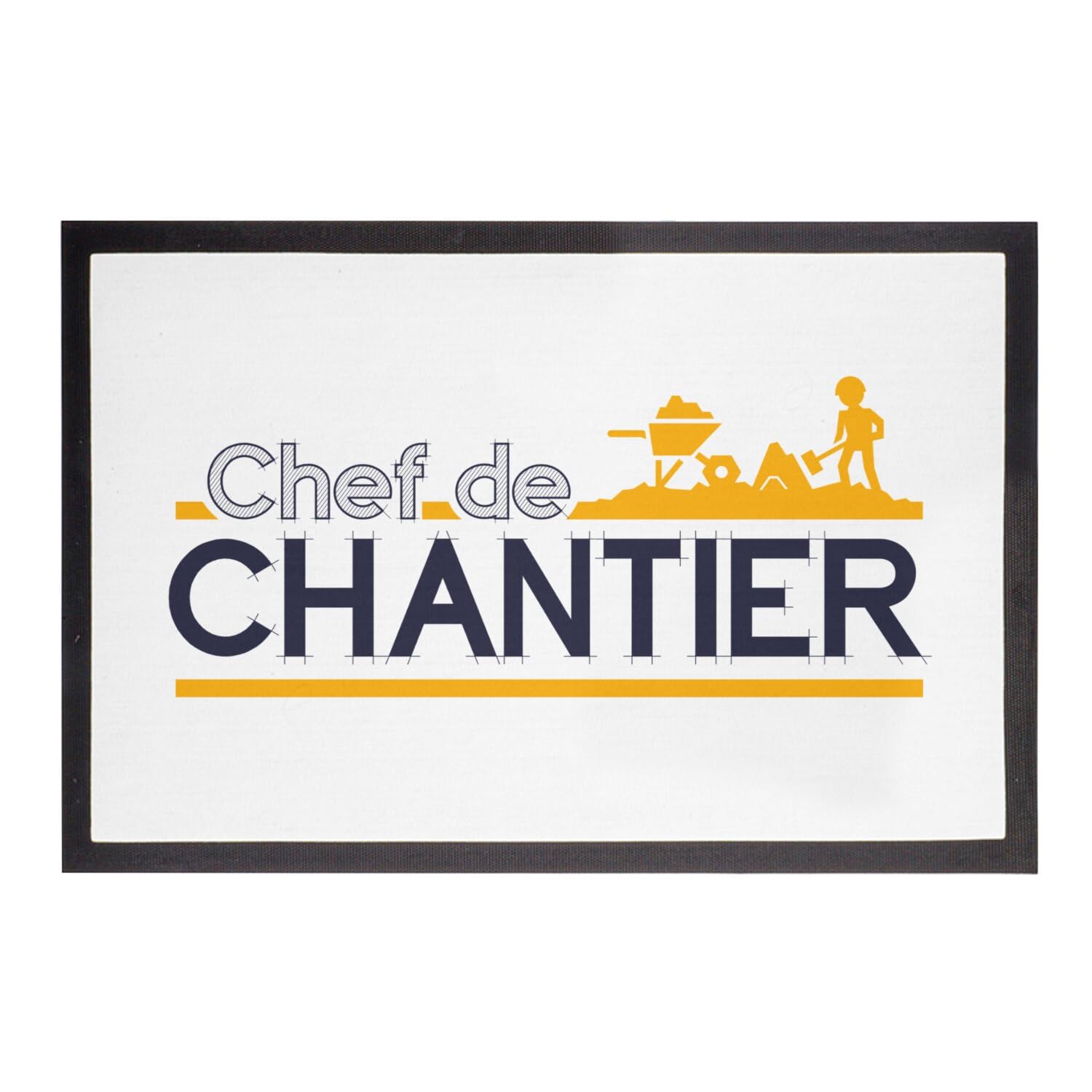 Paillasson Blanc Chef de Chantier - Tapis Chambre Enfant Métier Avenir 60x40cm
