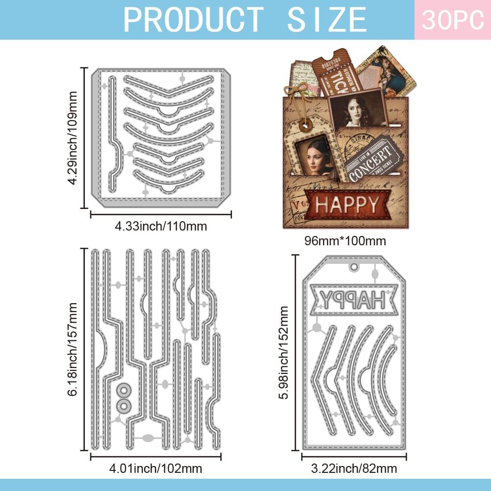 GLOBLELAND Slot Pocket Cutting Dies for Card Making Photo Label Page Cut Die for DIY Scrapbooking Journal Embossing Paper Craft Decor