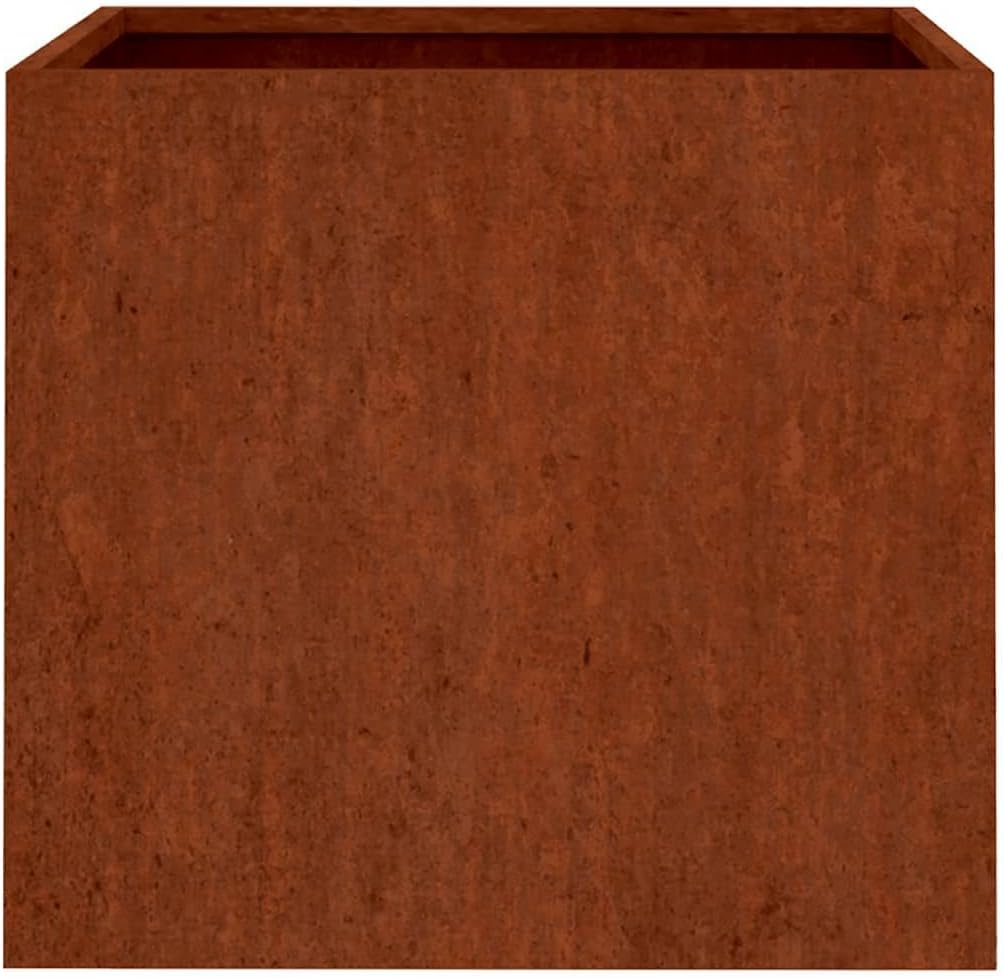 Corten Steel Rectangular Planter 19.3 x 18.5 x 18.1 in Medium Outdoor Raised Garden Bed Rustic Flower Box for Patio Balcony Garden