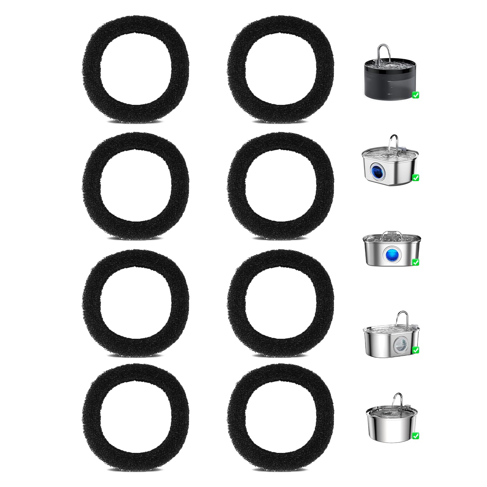 Lawfery Cat Fountain Filter Replacement Sponge Foam for 3.2L/108 oz Stainless Steel Cat Fountains and Bento Cat Fountain, Pre-Foam Filters Pack Black (8) (B0BV9XRXFR) Amazon Price History, Amazon Price Tracker