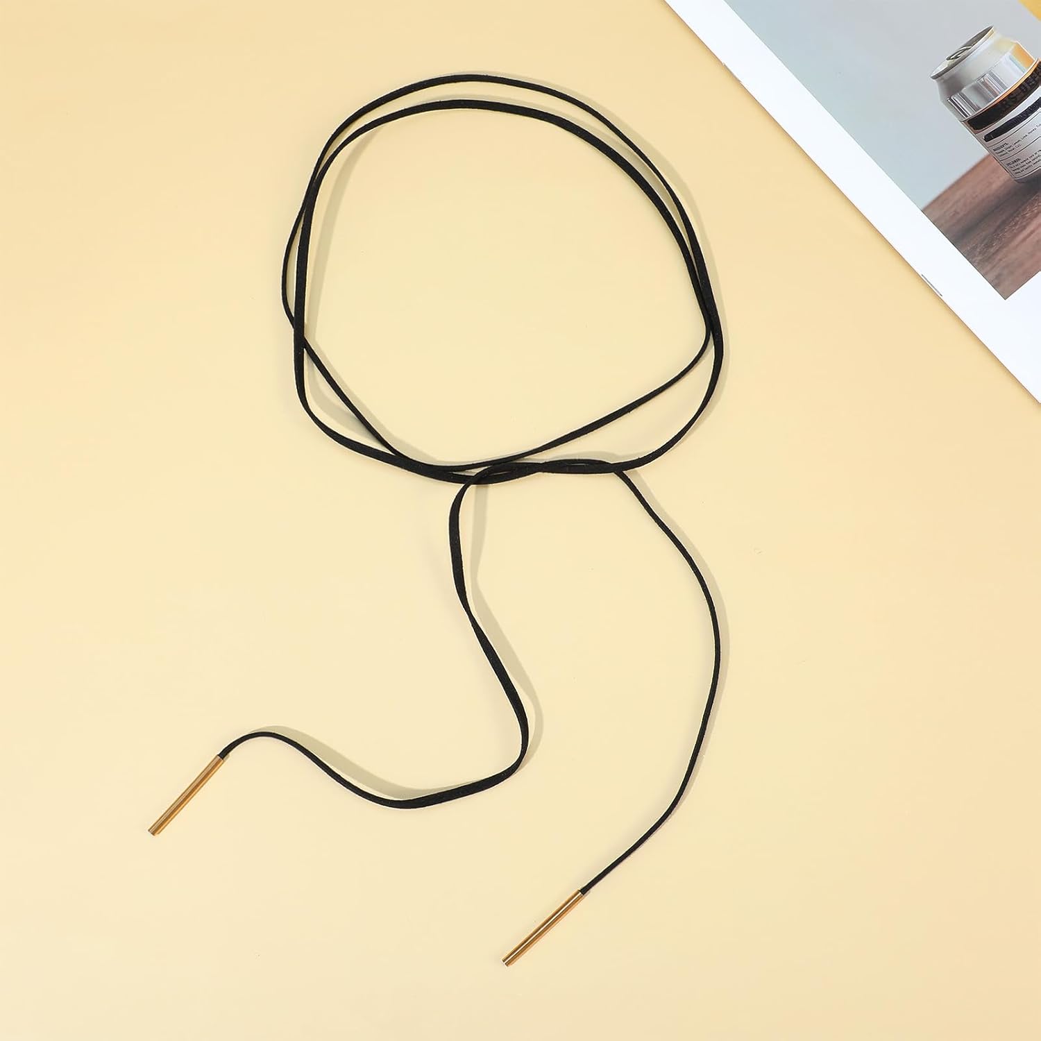 1 Pcs Gothic Bow Knot Choker Black Choker Necklace for Women Black Velvet Chokers with Gold Tube Long Wrap Rope Collar Tie Neck Chain 90s Gothic Chokers Necklace Boho Party Neck Accessories for Prom - Image 5