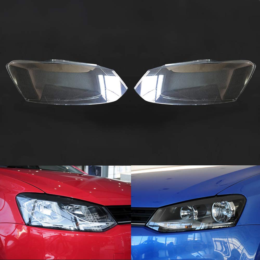 Car Headlight Cover Clear Lens Auto Shell Replacement for VW for Polo 2014 2015 2016 2017(One Pair)