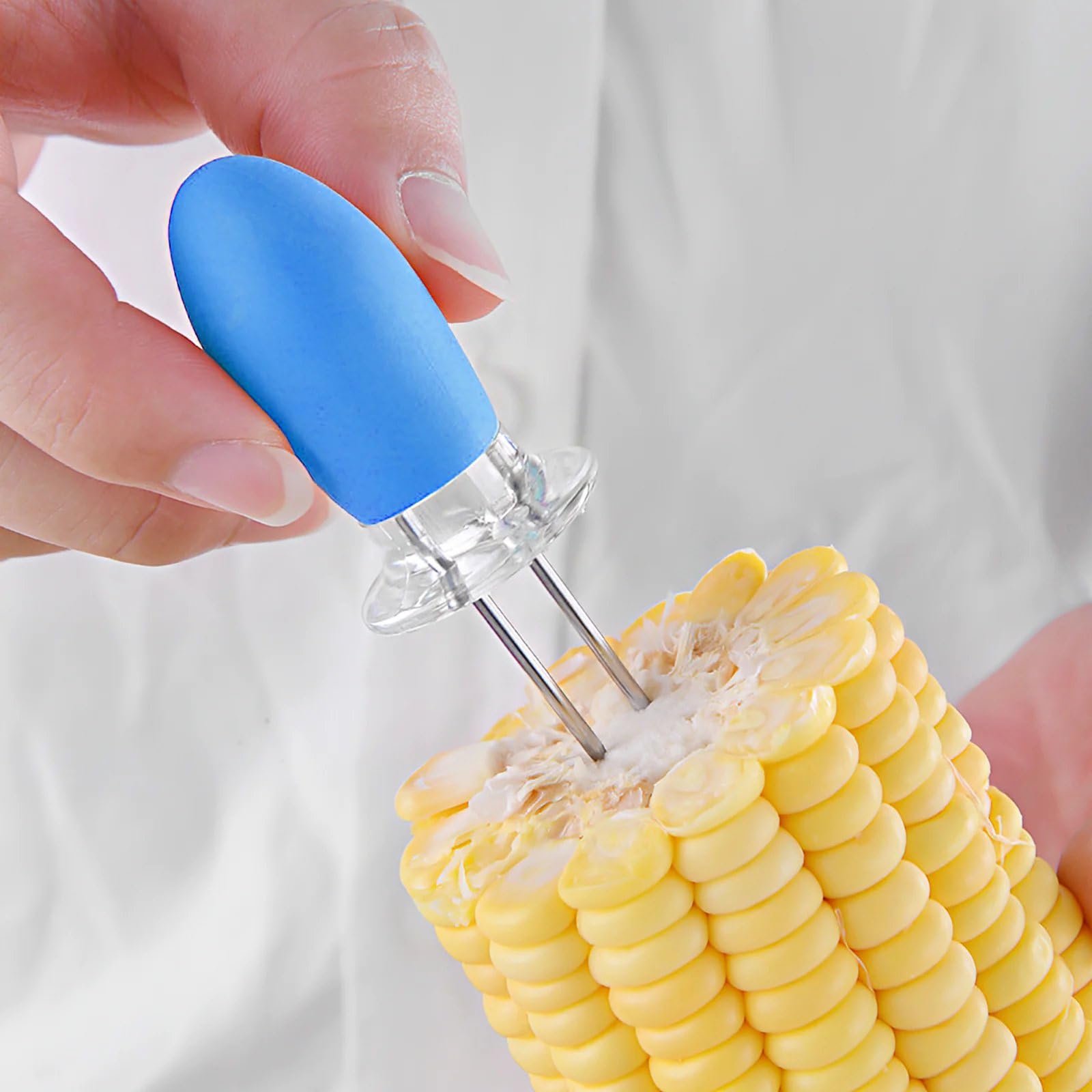 8 spiedini per pannocchia in acciaio inox, forchetta per