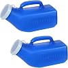Male Urinal Bottle, 2 Pcs Reusable Urinal Pee Bottle for Men with Lid, 1200ml Emergency Urinals Bottles for Hospital Use Home Care Travel and CampingBlue