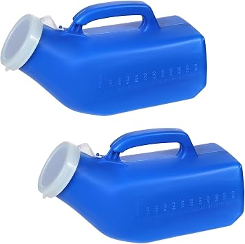 Male Urinal Bottle, 2 Pcs Reusable Urinal Pee Bottle for Men with Lid, 1200ml Emergency Urinals Bottles for Hospital Use Home Care Travel and CampingBlue