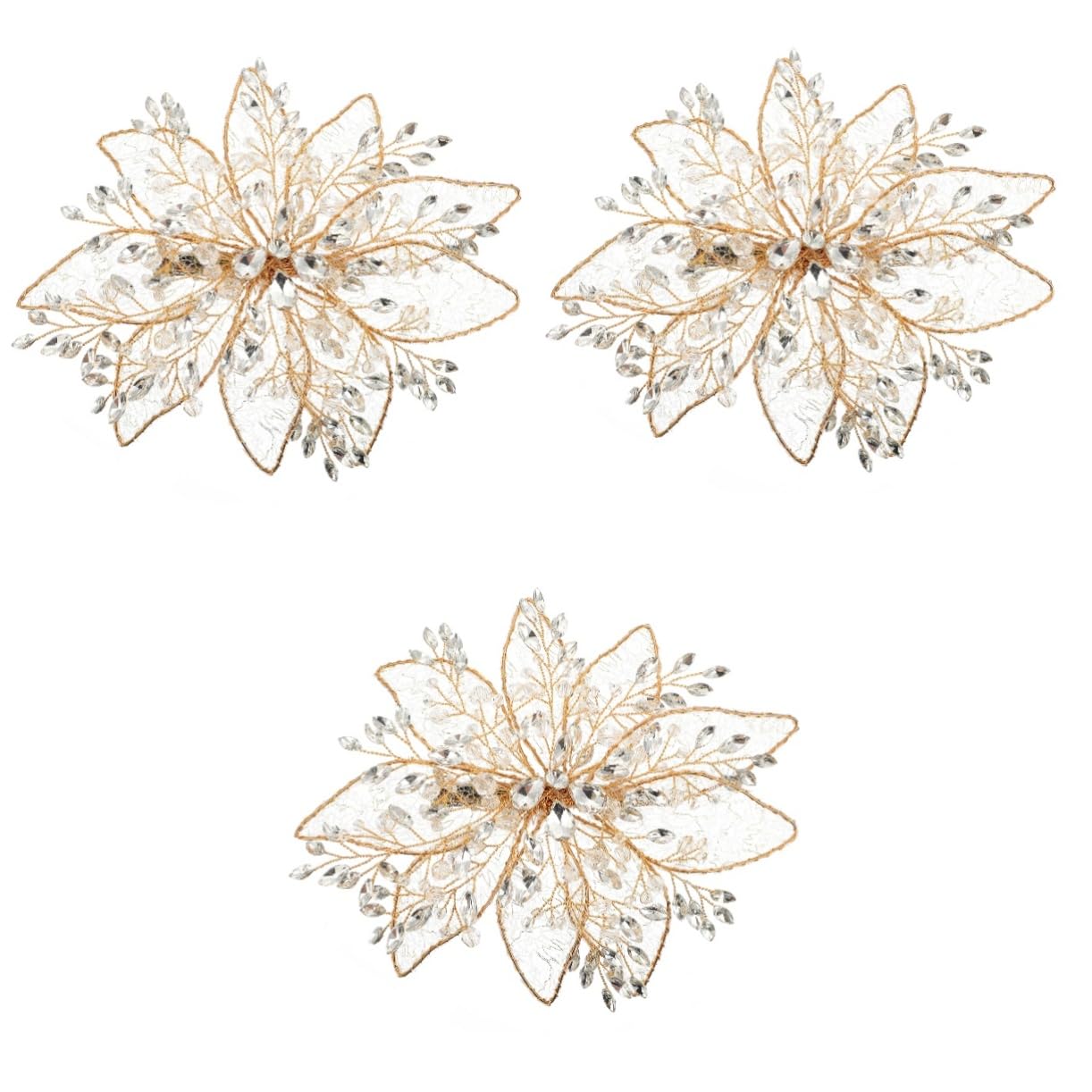 Beavorty 3piezas Elegante Horquilla De Boda Cristales De Rhinestone Accesorio Floral Para Peinados De Novia Clip De Cabello Para Mujeres
