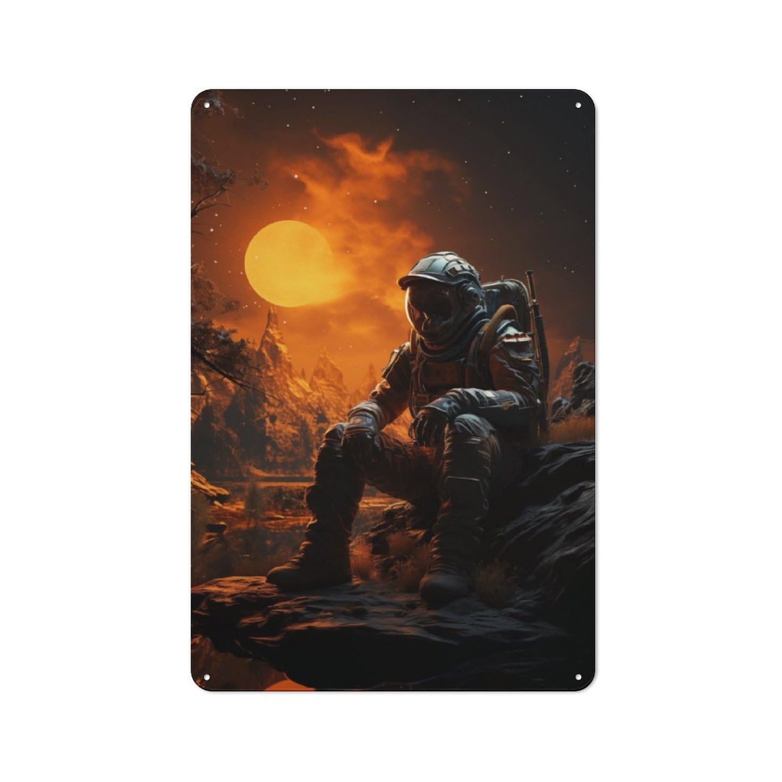 Junmoney Lost Astronaut Tin Wall Plaque 30X20cm With For Dining Room Or Kitchen, For Collectors Decorating Kitchens And Dining Spaces