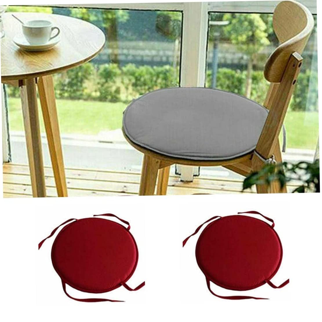 ZIBENE Cuscini di seduta per sedie da bar, cuscini per sedie per mobili da esterno, rotondi in pelle, impermeabili per candeggina, cuscinetti antiscivolo per sedie incorporati in memory foam, blu