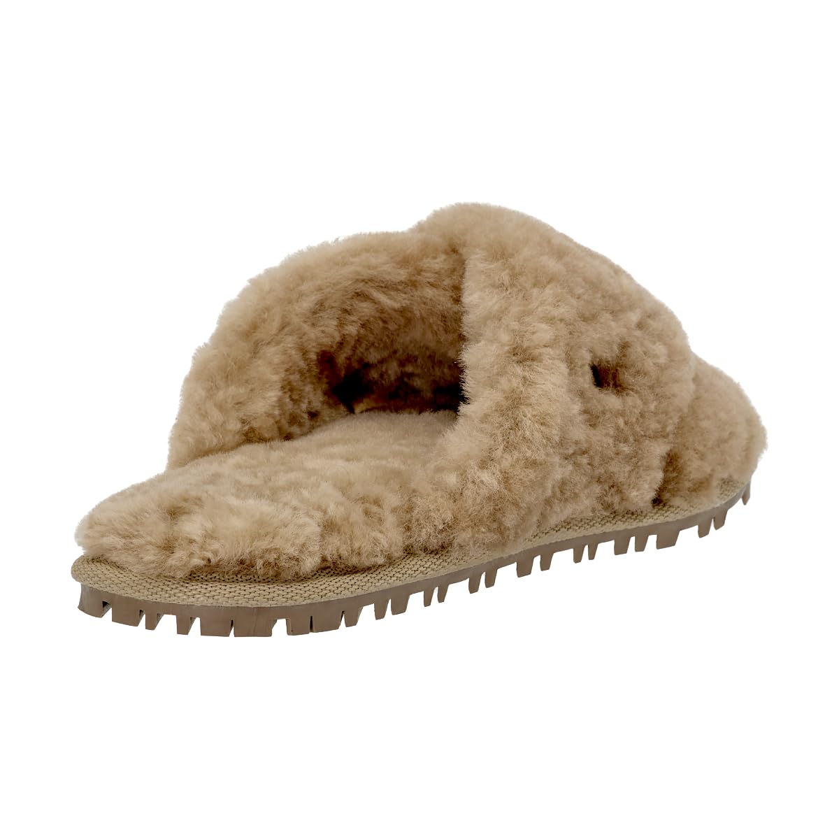 Vanuba Handgemacht Lammfell Hausschuhe Damen Slippers - Hauspantoffeln - Kuschel Pantoffeln Damen Plüsch Pantoletten - Flache Slippers für Drinnen