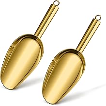 Herogo Mehlschaufel, Edelstahl Eisschaufel 2er-Set, Gold Abwiegeschaufel für Mehl Futter Kaffee Lebensmittel Süßigkeiten, Abfüllschaufel für Küche, Bar, Hochzeit, Buffet, Party, Spülmaschinenfest