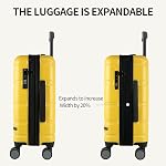 VANKEAN Transportez vos bagages avec les roues Spinner & TSA Verrouillage, transport aérien à coque rigide extensible et modulable approuvé, 20 pouces de charge, jaune
