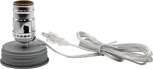 Miniatura 7 de Creative Hobbies Kit de fabricación de lámparas de tarro de masón para bricolaje, tapa y enchufe de color plateado, ideal para conversión de