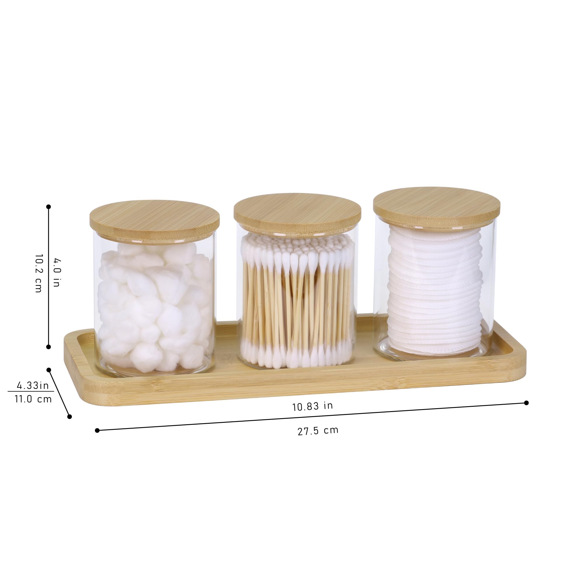 Glass Qtip Holders & Bamboo Vanity Tray - FREE SHIPPING -5 Glass Qtip Holders & Bamboo Vanity Tray - FREE SHIPPING -5