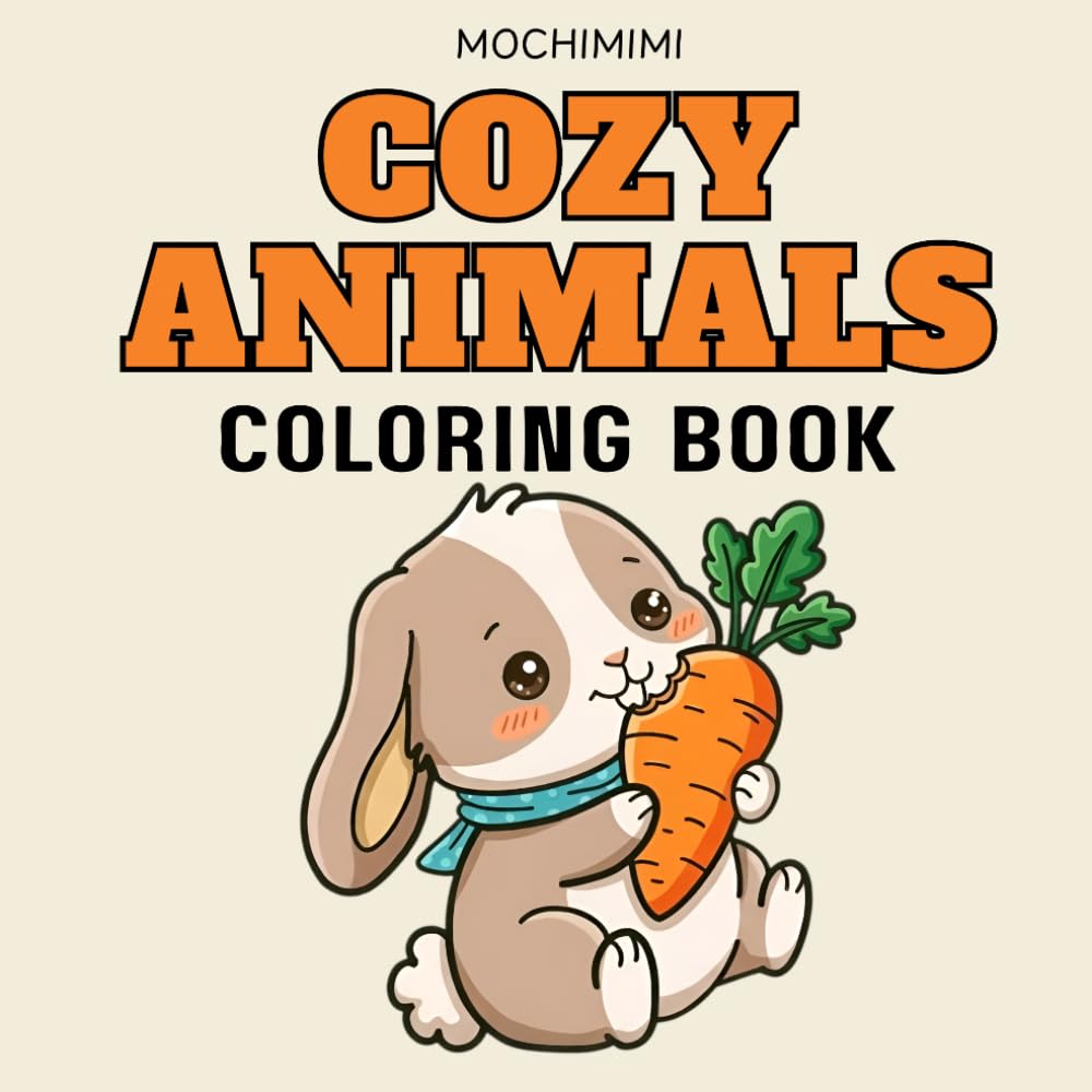 MochiMimi Cozy Animals Coloring Book: 25 Cute and Simple Kawaii Animal Coloring Pages for Relaxation
