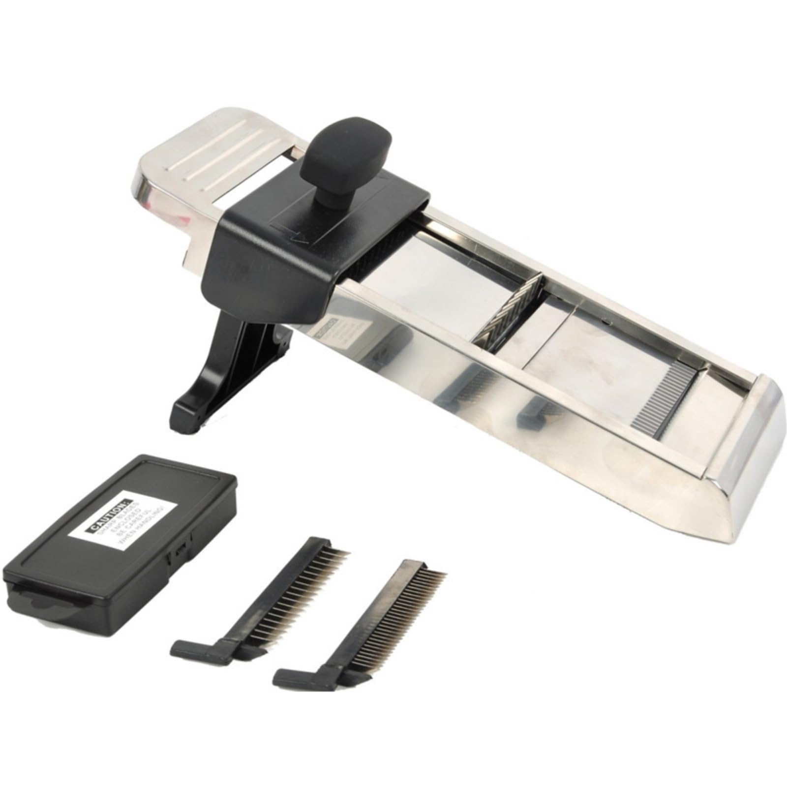 Amagogo Mandolina de Cocina Rebanador Rallador Grosor de 1 Mm a 10 Mm Cuerpo de Acero Inoxidable y Patas Plegables Apta para Patatas y Pepinos