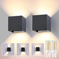 2 Pezzi Applique da Parete Interno/Esterno G9 LED Antracite Cubo IP65 Impermeabile