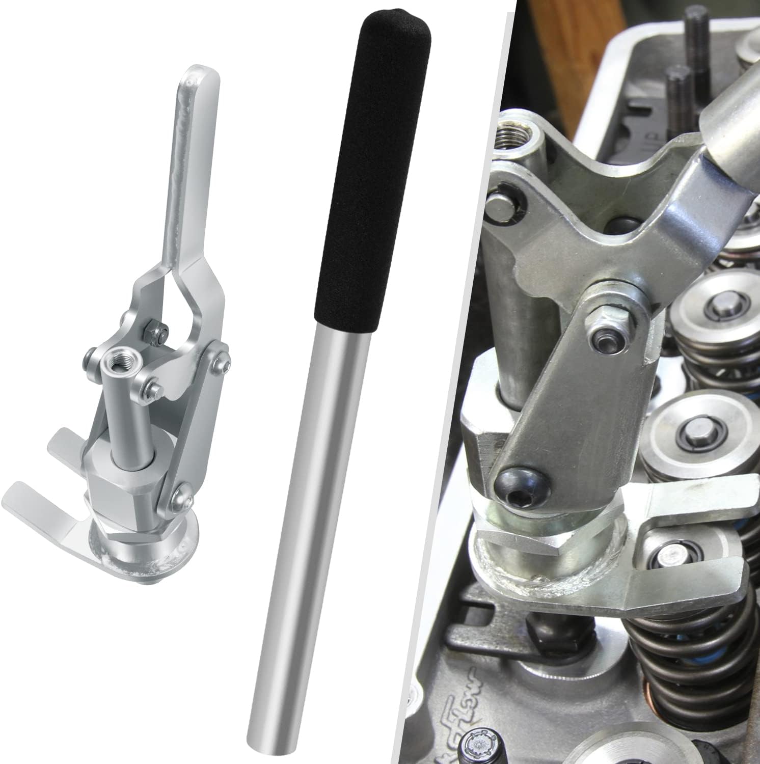66784 Stud Mount Valve Spring Compressor Removal Tool Remove & Install Valve Springs & Retainers Fit For All 3/8'' & 7/16'' Rocker Studs