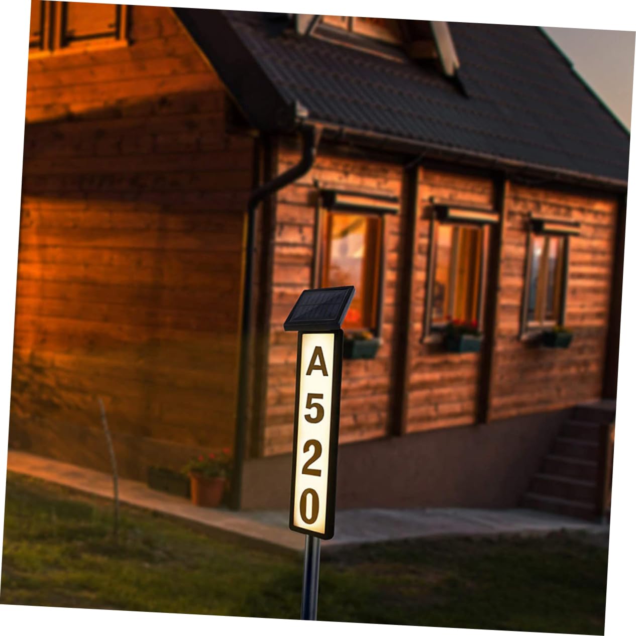 Solar Hausnummernschild 1 Satz aus Kunststoff Schwarz