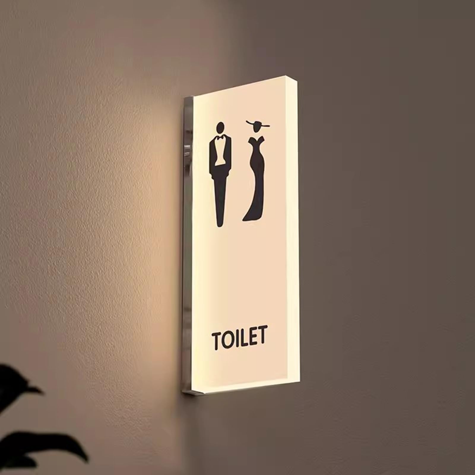 Letrero de baño iluminado para colgar en la pared, letrero acrílico para inodoro para hombres y mujeres, decoración de baño público para bar centro comercial
