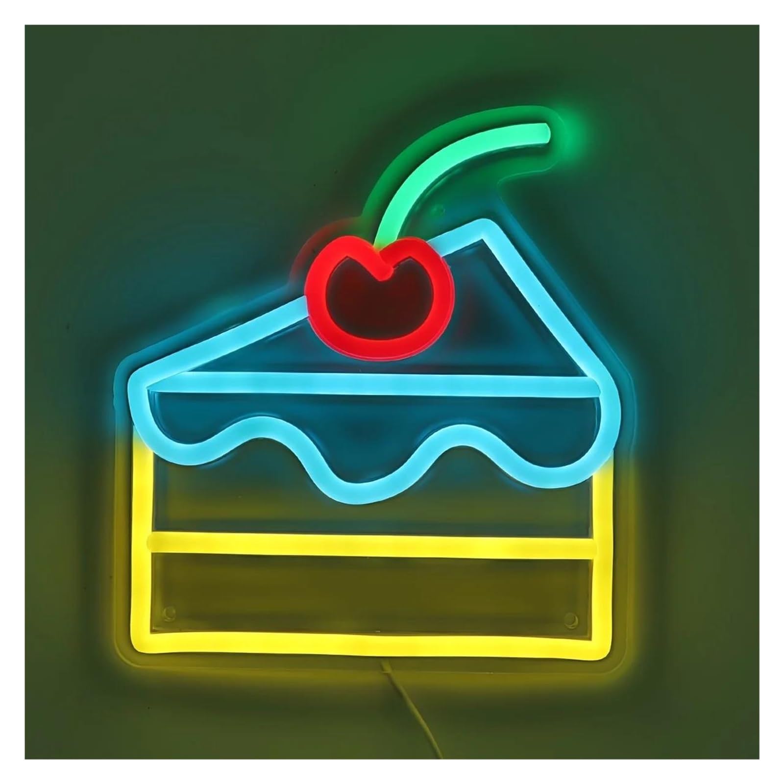LEMST Sign Lamp Cherry Cake Neon Sign USB Powered Wall Hanging Neon Light for Dessert Bakery, Coffee Shop, Decoration 21.96cmx23.88cm