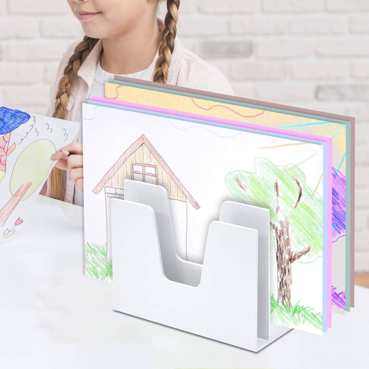 Acrimet Trieur à 5 Compartiments Inclinés, Organiseur de Courrier, Dossiers, Lettres, pour Bureau - Rangement de Bureau (Plastique) (Couleur Blanc)