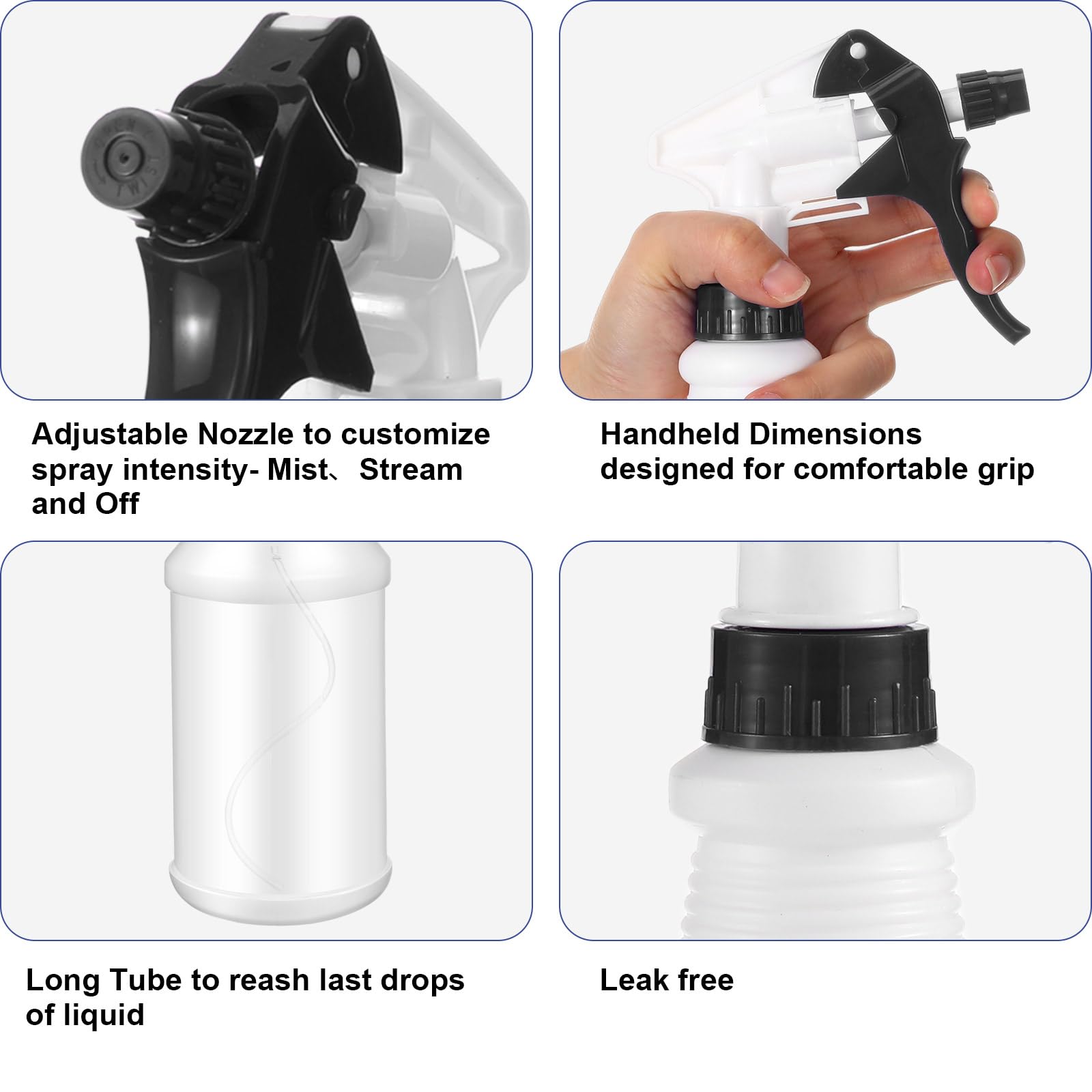 Gerrii 24 botellas de plástico de 24 onzas a granel, botellas vacías recargables para solución de limpieza, botella de spray de agua a prueba de fugas con boquilla ajustable y calcomanías suministros