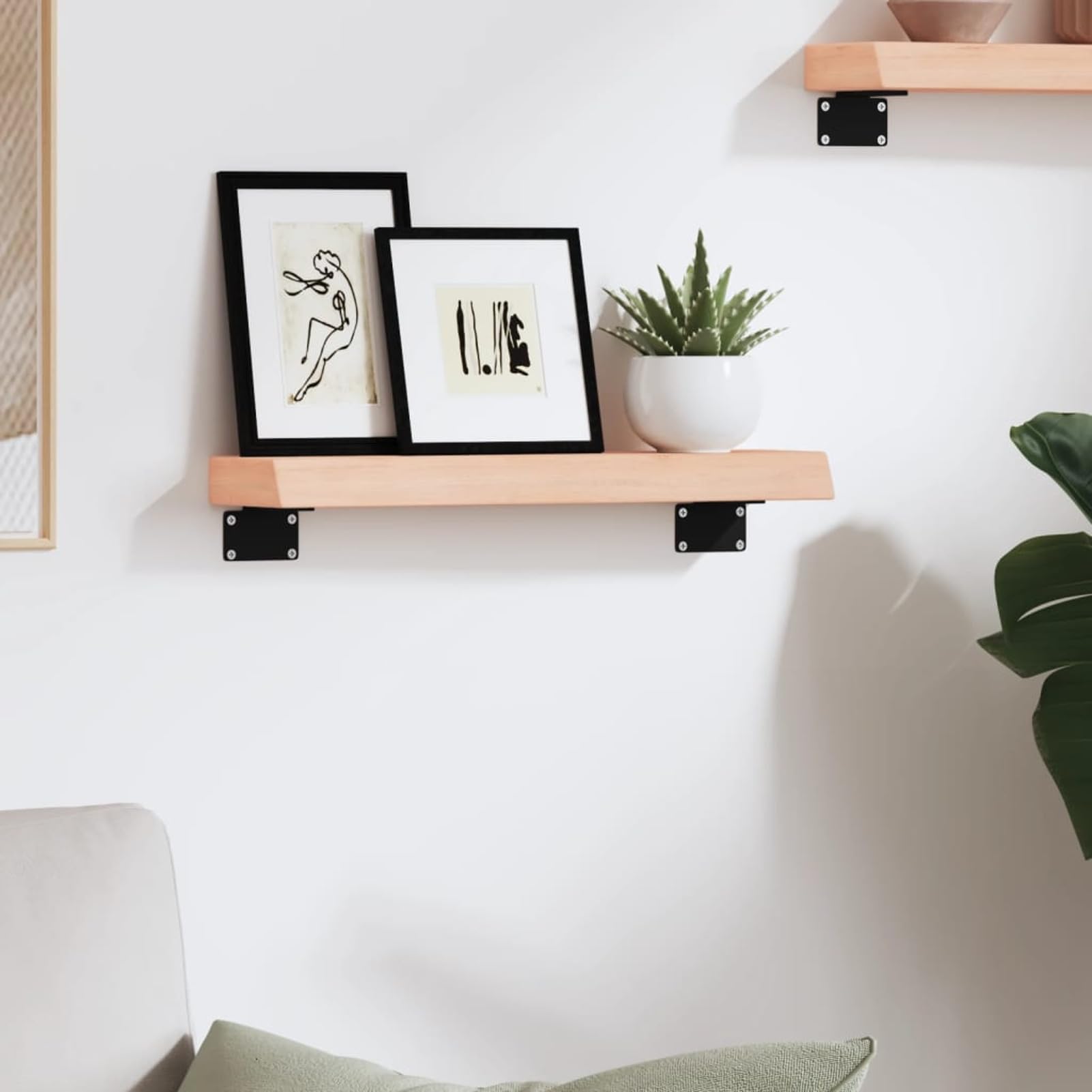 Arkyomi Set van 4 houten wandplanken, 40 cm breed, 10 cm diep, zwevende planken, kleine smalle wandplanken, keuken, badkamer, woonkamer, kinderkamer, hangende planken