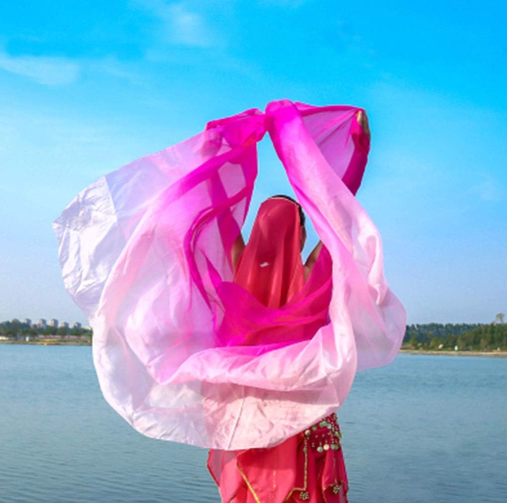 KIKIGOAL Women's 100% Silk Belly Dance Veils and Hand Scarves Gradual Colors 1.14x2.5m/98"x45" - Image 2