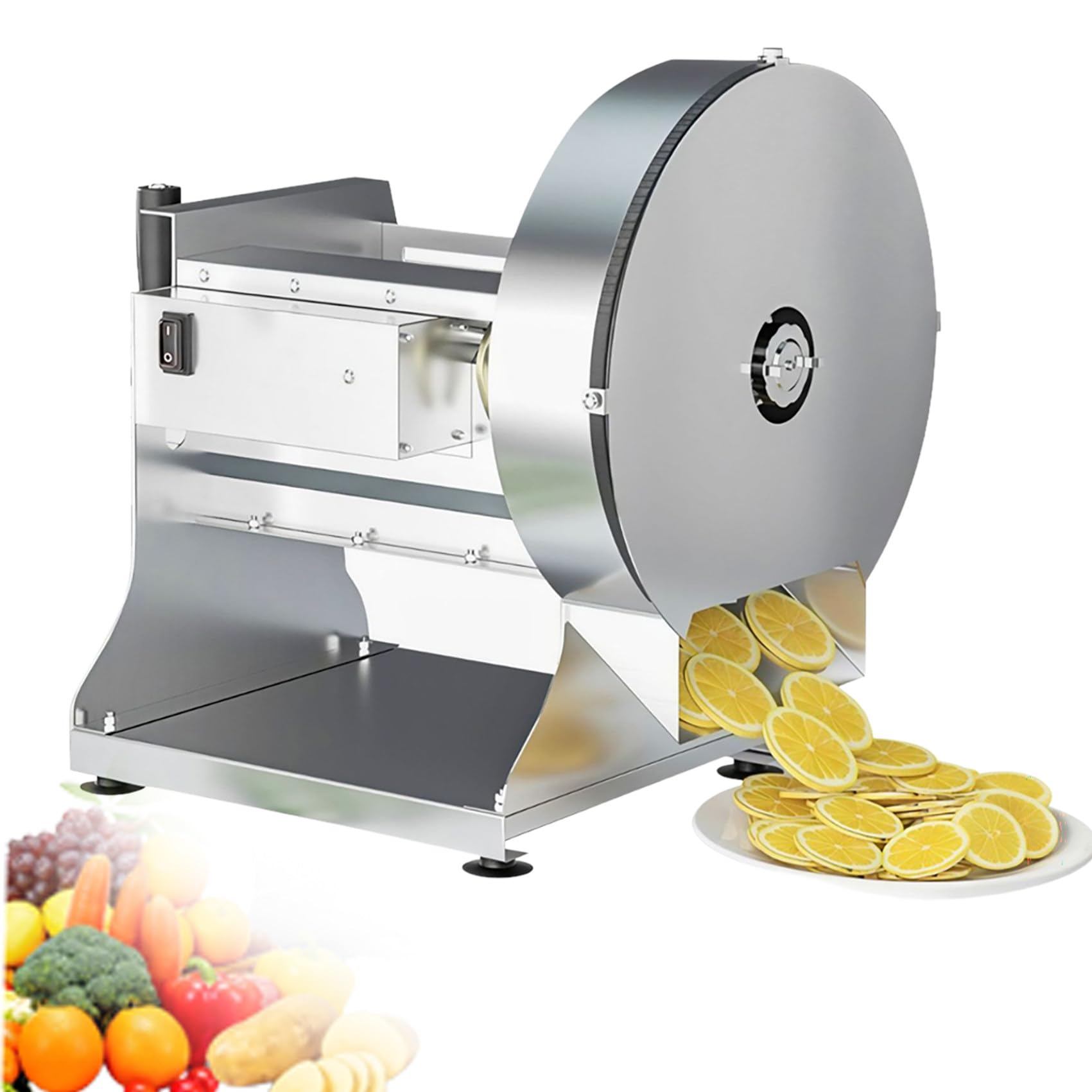 MHKHBA Manual Fruit and Vegetable Slicer, Commercial Fruit Slicer, Adjustable Thickness 0-10mm, Made of Stainless Steel, Suitable for Tomatoes, Potatoes, Cabbage, Limes, Etc