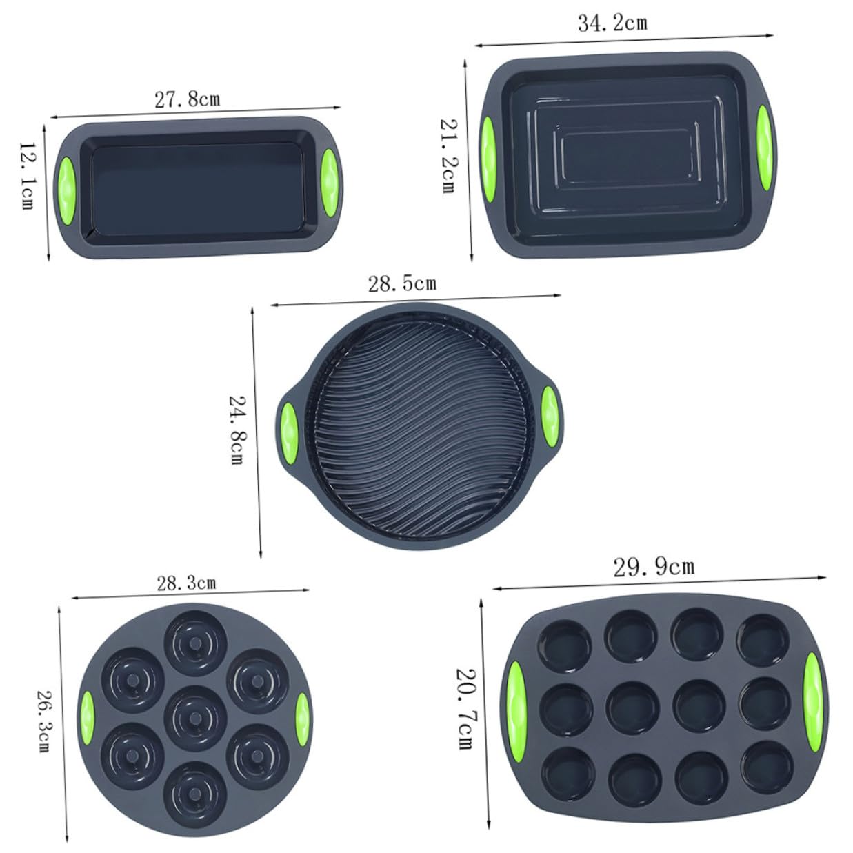 ABOOFAN Moldes de Silicona para Repostería Set de 5 para Hornear, Reutilizables y Fáciles de Limpiar en Cocina Familiar