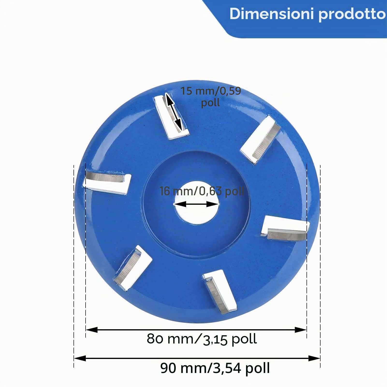 Disco per la lavorazione del legno, Disco per intaglio legno Turbo Curva in 6 denti