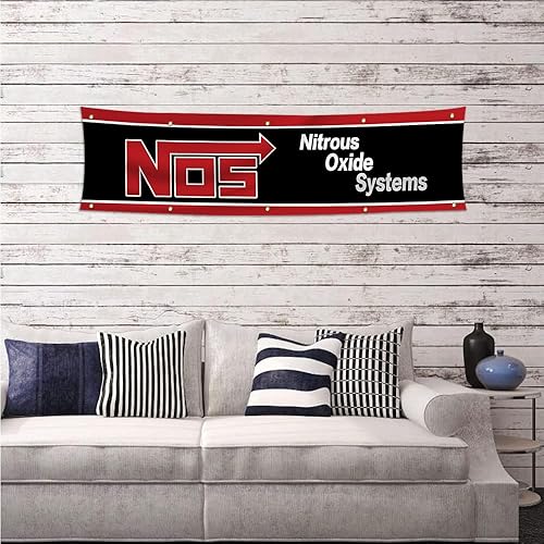 Miniatura 3 de NOS - Bandera de sistema de óxido nitroso de 2 x 8 pies para garaje y cueva de hombre