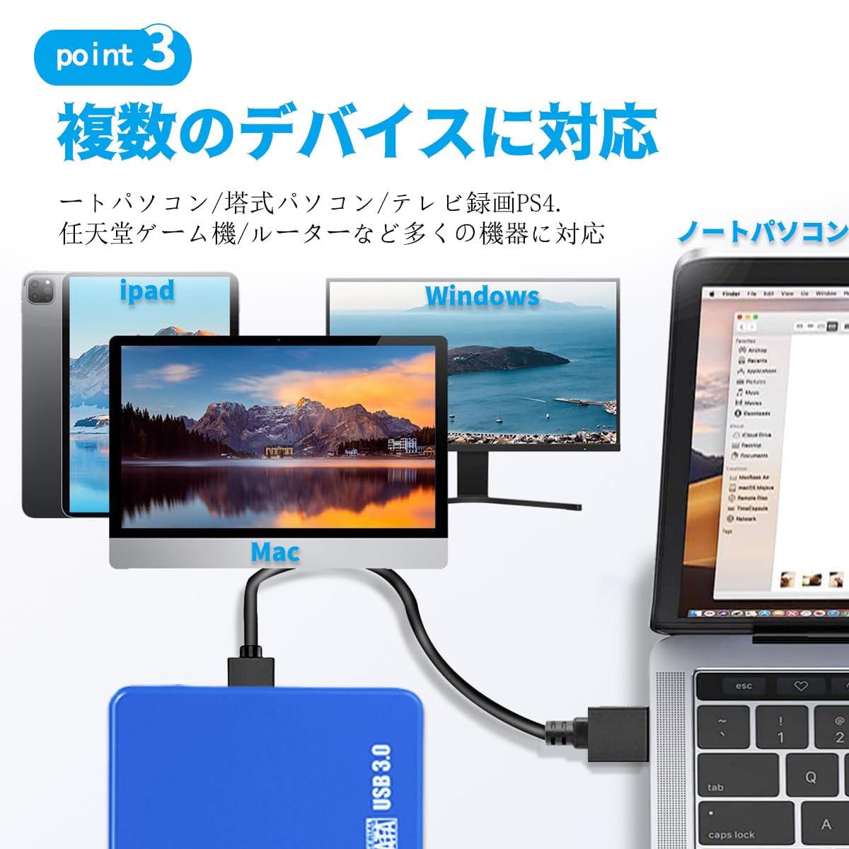 Amazon | BIGBIGER 500G USB3.0 Type C HDD 2in1外付け ハードディスク