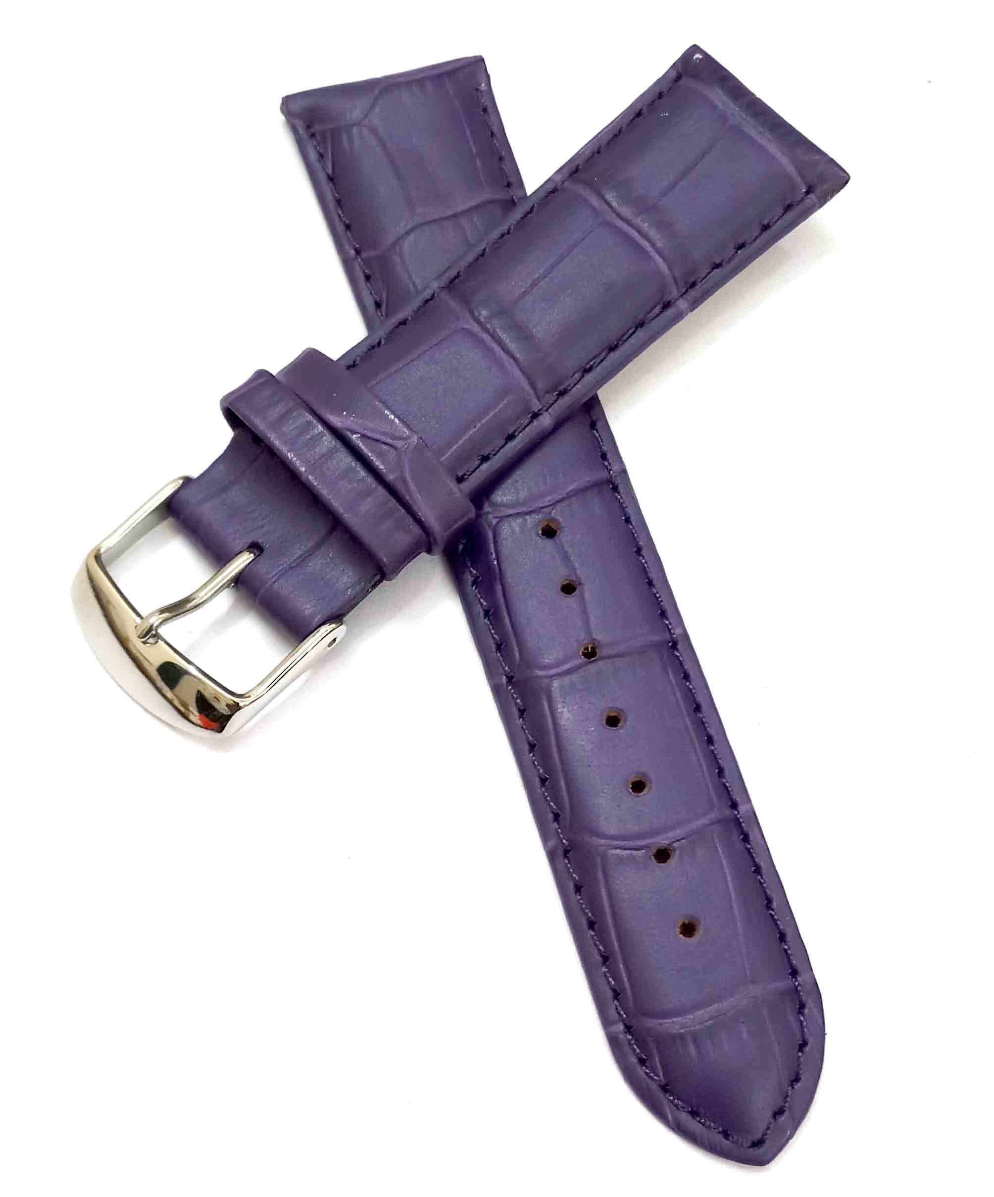 Ewatchaccessories 24mm Genuine Leather Purple Silver Buckle Clasp Watch Band Strap for Men and Women (B0B5T85WTS) Amazon Price History, Amazon Price Tracker