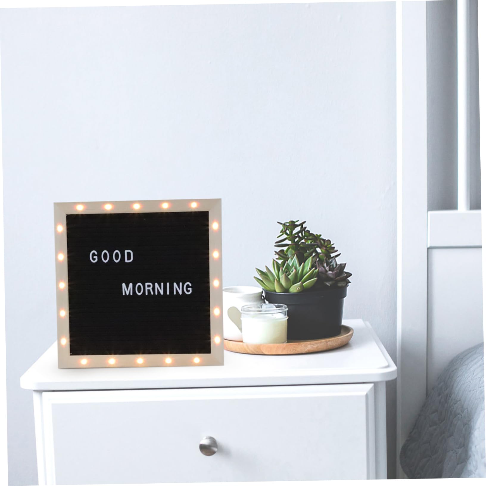 VILLCASE 1ensemble Tableau De Lettres Avec Led Tableau De Message Feutre Pour Maison Bureau Lettres Amovibles Décoratif Et Pratique Pour s