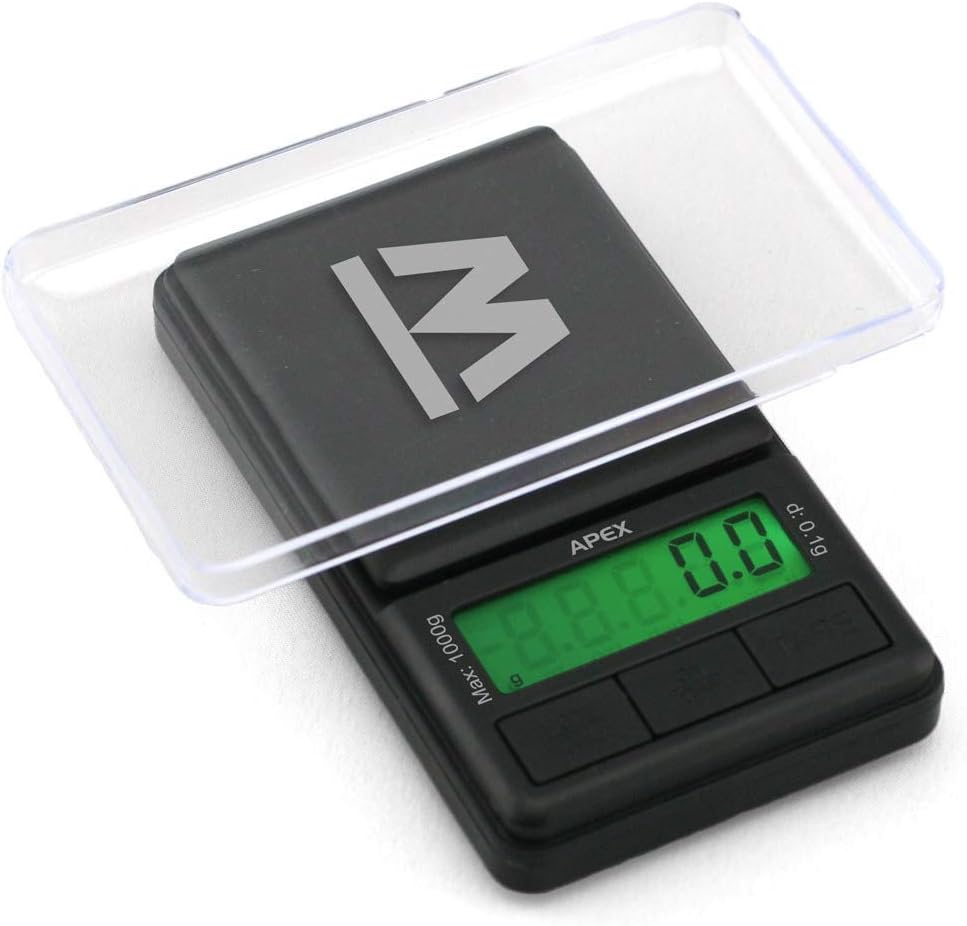 APEX Digital Mini Scale - (1000g x 0.1g - Black) - Digital Travel Scale - Mini Digital Scale - Small Pocket Size Scale - Traveling Scales Digital Weight - Travel Digital Kitchen Scale