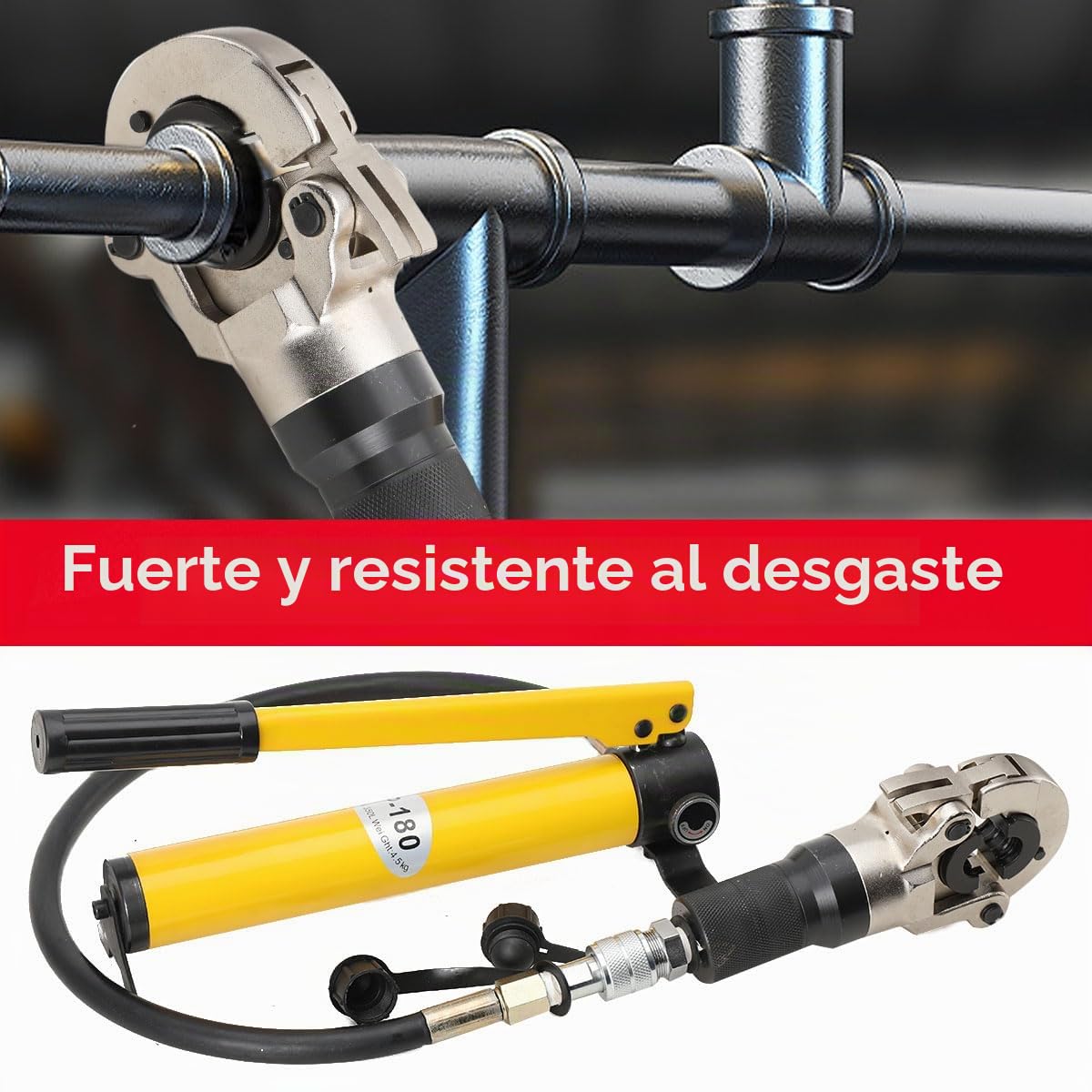 Alicates Prensadores de Tuberías, Alicate Hidráulica con 9 Matrices Extraíbles, Herramientas de Crimpado de Tubos, 360° Giratorio, Crimpadora Hidráulica Multicapa V/TH de 12-28 mm / 16-32 mm