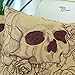 CaliTime Canvas Throw Pillow Case Shell for Couch Bed Home Decoration Halloween Roses Floral Skull 18 X 18 Inches Wine Yellow
