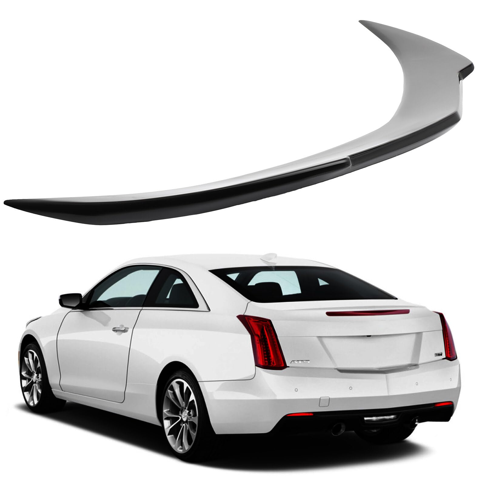 V Style Rear Trunk Spoiler Wing ABS for Cadillac ATS 2014 2018 Glossy Black Lip