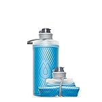 HydraPak Flux - Collapsible Backpacking Water Bottle (1 Liter) - BPA Free, Ultra Light, Spill-Proof Twist Cap - Tahoe Blue