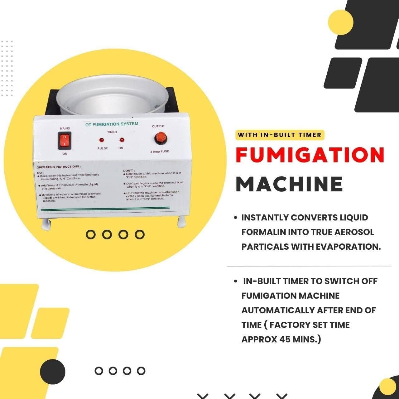 Máquina de fumigación con temporizador para hospitales, UCI, OT, dentistas, hogares, oficinas y laboratorios de microbiología