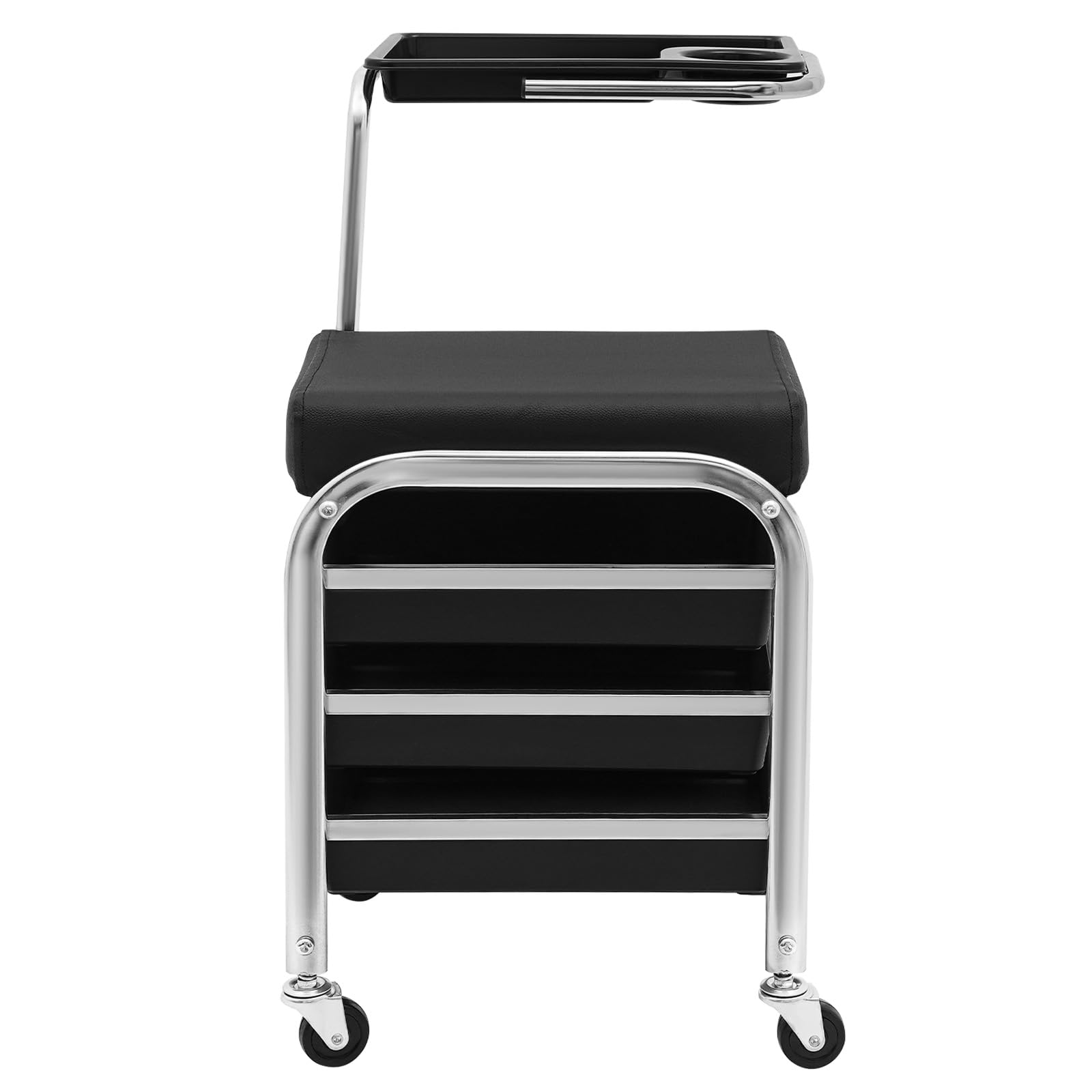 Rollwagen Nagel-Wagen mobiler Salonwagen mit Rädern Wagen Kapazität 360° drehbarer Trolley-Ständer für Spa Haare Schönheit (Schwarz)