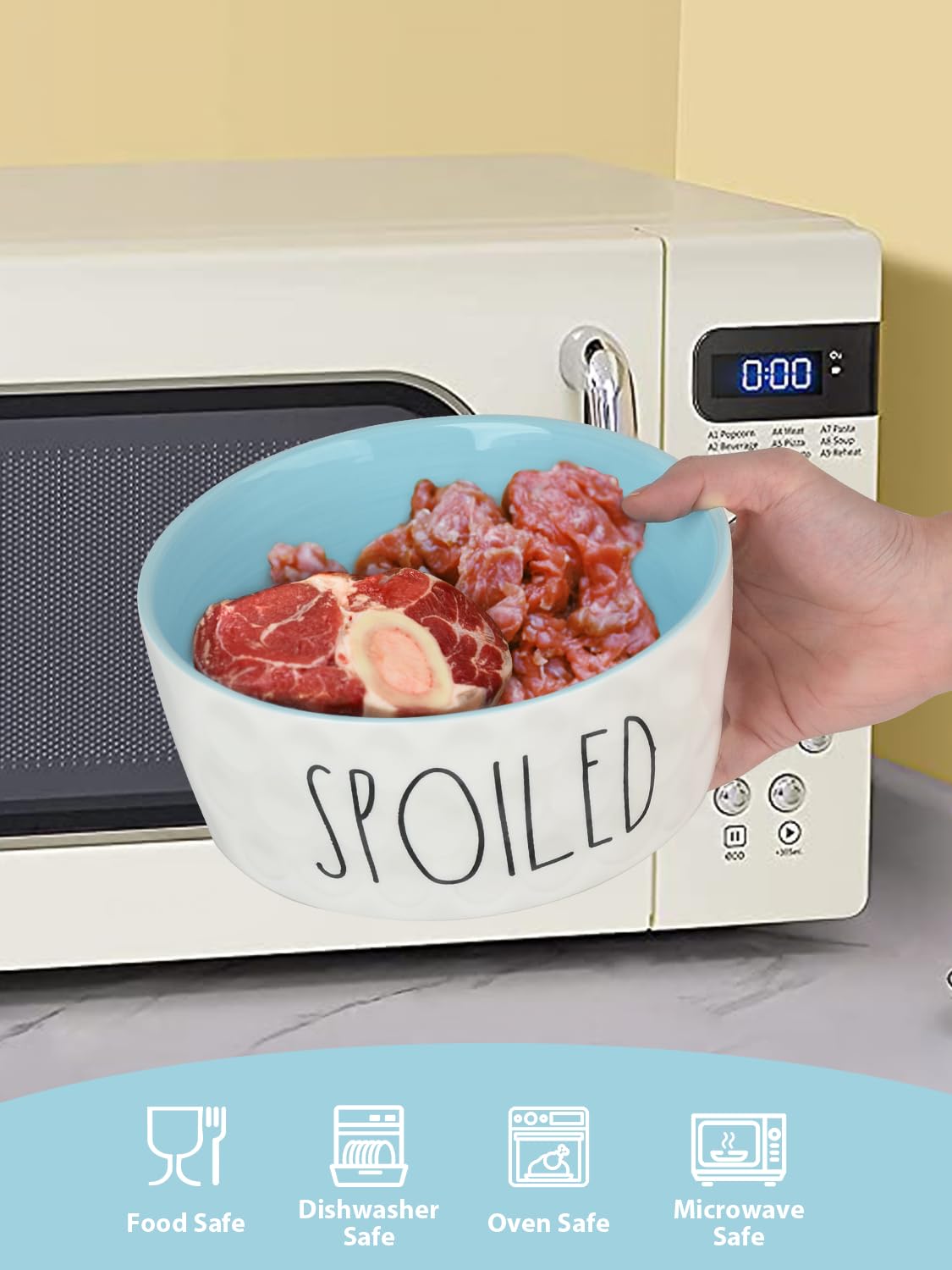 WoofinPets 70OZ Ceramic Dog Bowl - 8'' Extra Large Food Water, Heavy Duty Non-Slip Dog Dish for Medium and Large Dogs, Food Grade Porcelain Pet Feeder Bowl, Microwave & Dishwasher Safe, Pink: 6 inch Blue