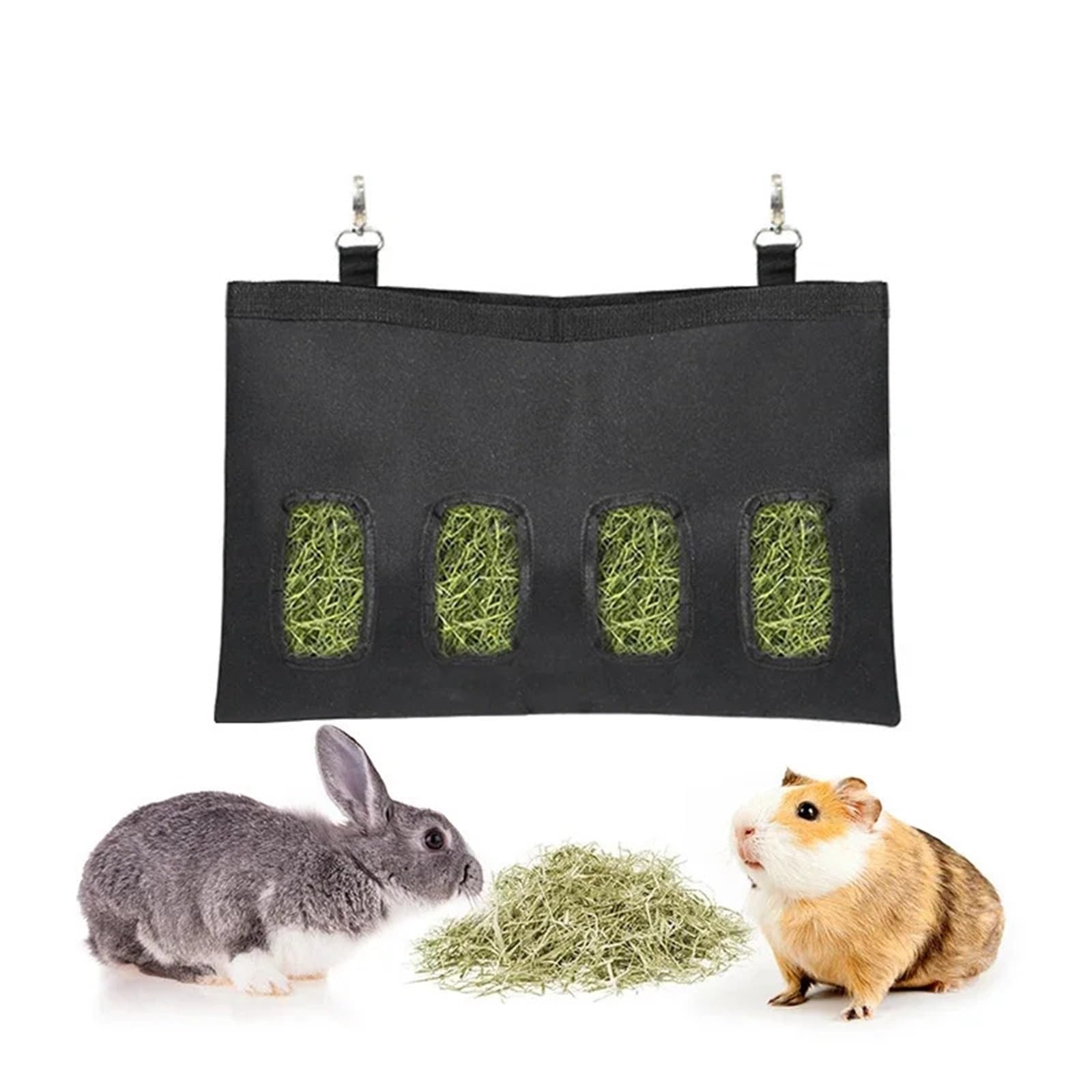 Heubeutel für Kaninchen, zum Aufhängen, für kleine Tiere, Schwarz