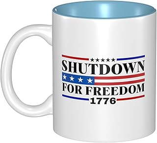 Shutdown For Freedom Cups 11 Oz Two Tone Tea Mug Sky Blue Coffee Mug Sky Blue