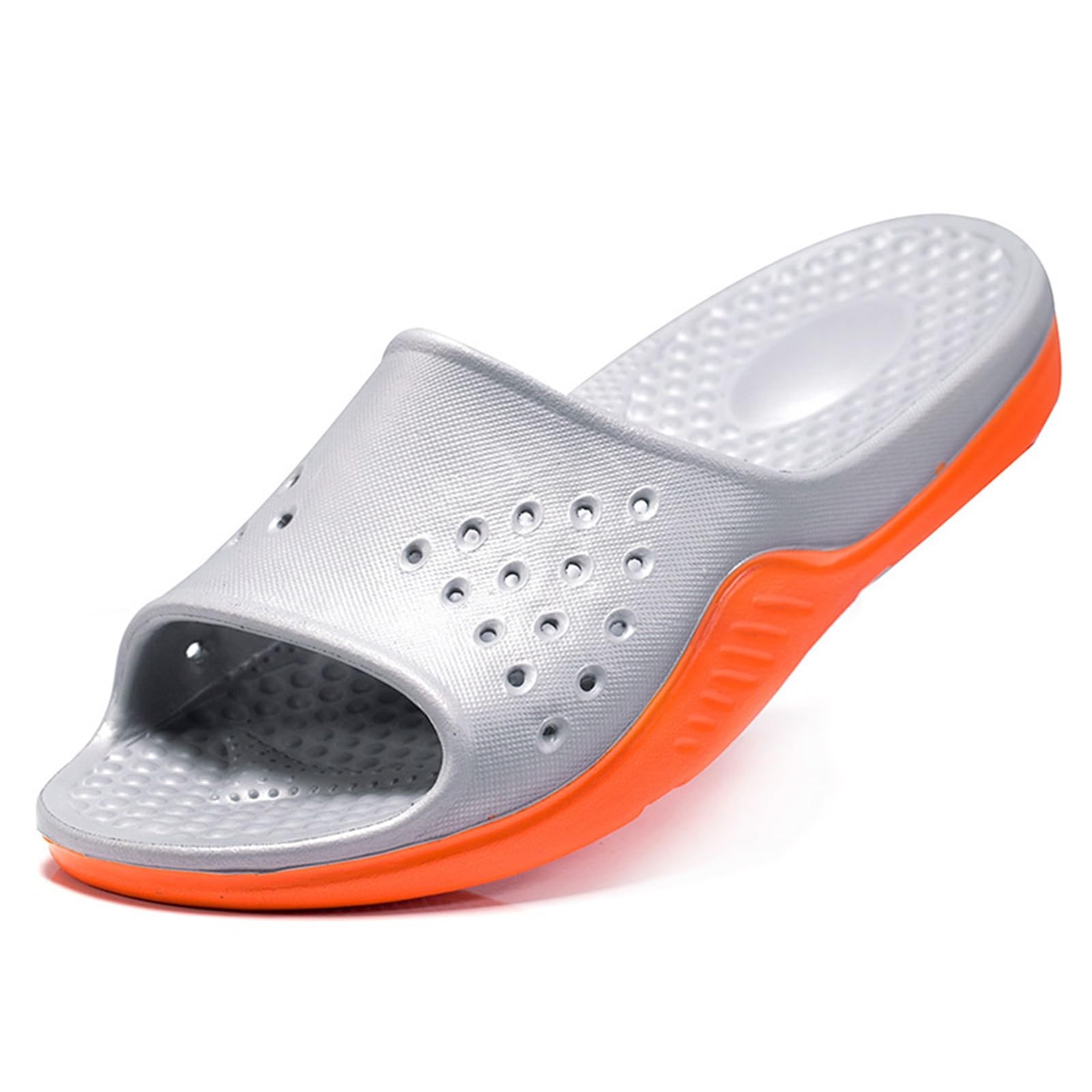 Slides Unisex Sandalias De Deslizamiento Eva Transpirables Perforadas, Zapatillas Antideslizantes Cojín Grueso Dos Tonos para La Piscina del Baño Y El Uso Diario-gray-40
