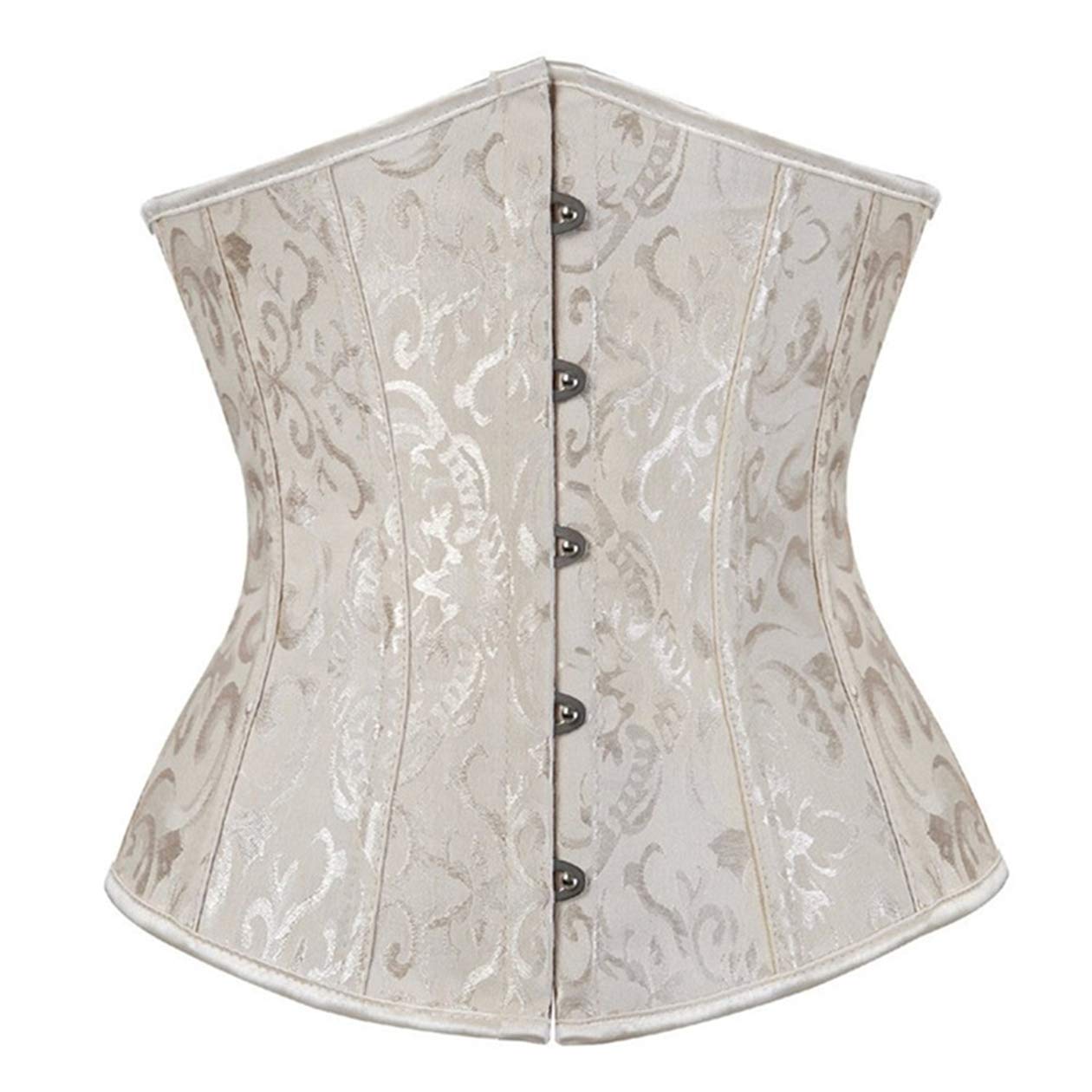 SxyBox Women's Satin Bustier Corset Underbust Lace up Waist Cincher Adjustable with G-String