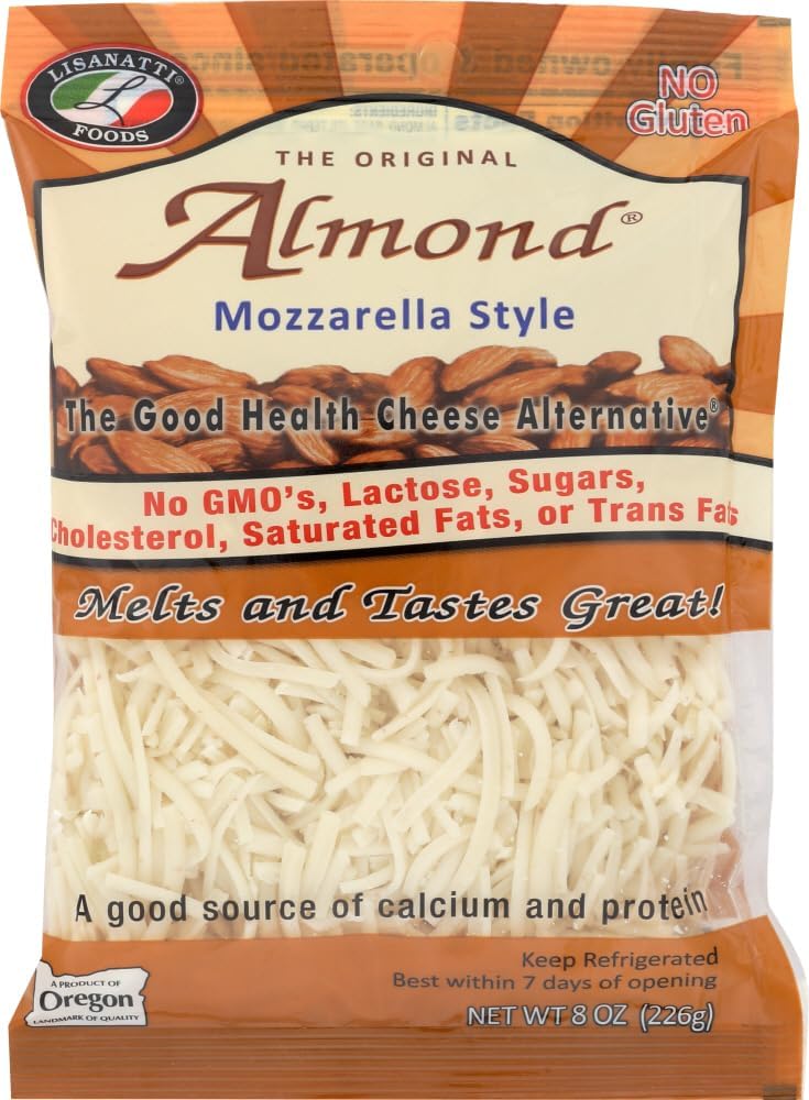 Lisanatti Mozzarella Style Almond Shred Cheese, 8 Ounce -- 12 per case.