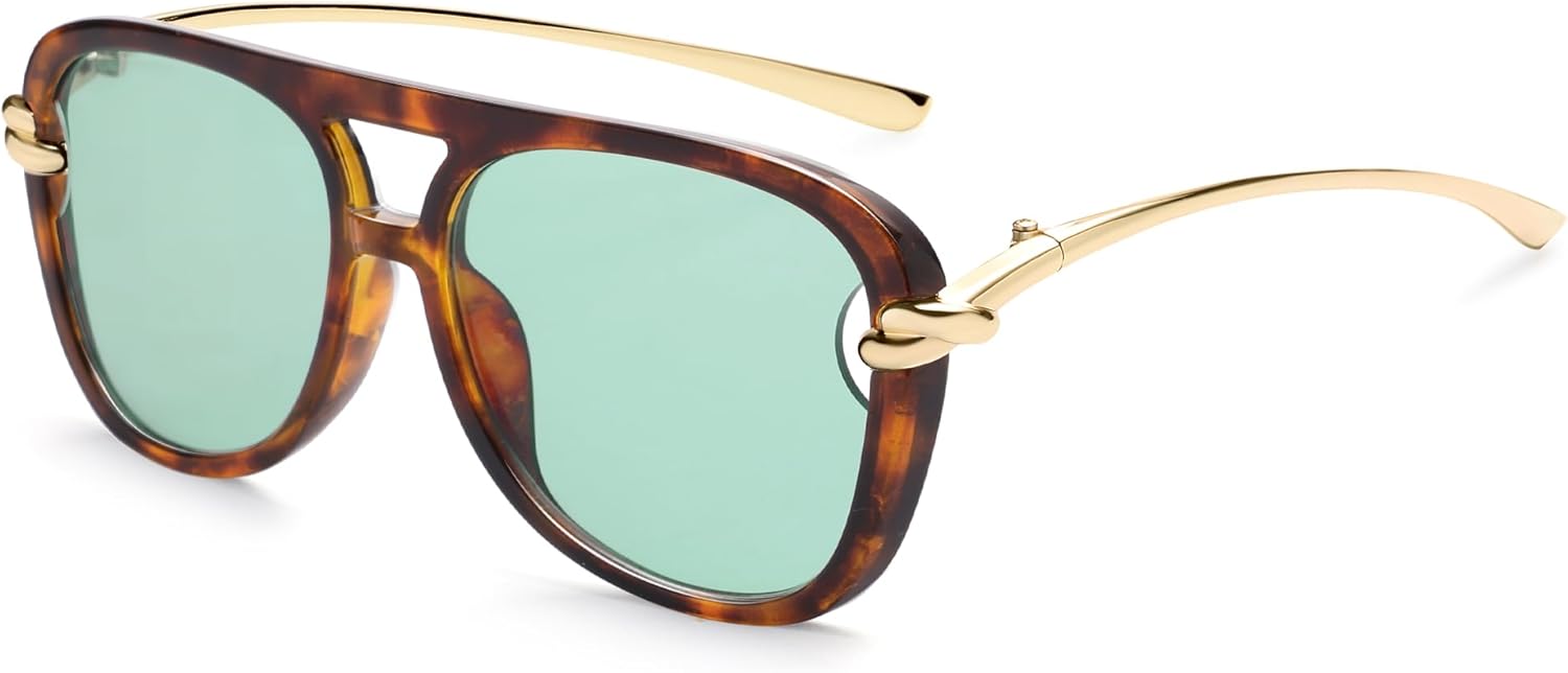 VANLINKER Trendy Square Aviator Sunglasses for Women Men Retro 70s Oversized Aviators Shades VL9910